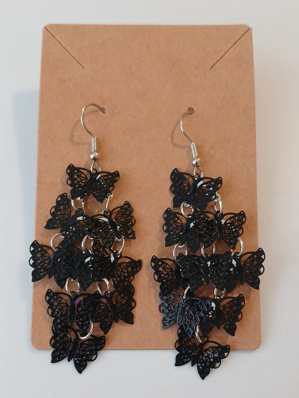 Fashion Jewelry Black Butterfly Cascade Dangle Earrings